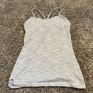 Grey and white striped Lululemon tank top. Size 4.
